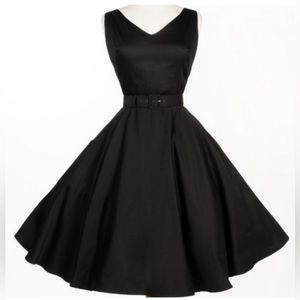 Pinup Couture Havana Nights Vintage swing dress; black, size L (runs small)